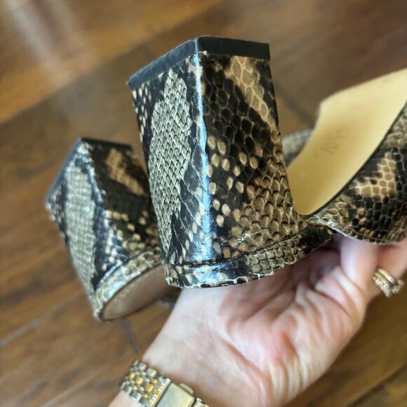 ZARA BASIC Collection Block Heel Pointed Toe Python Print Leather Pump 7.5 - Picture 7 of 10